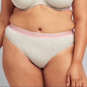 Gray thong with pink band